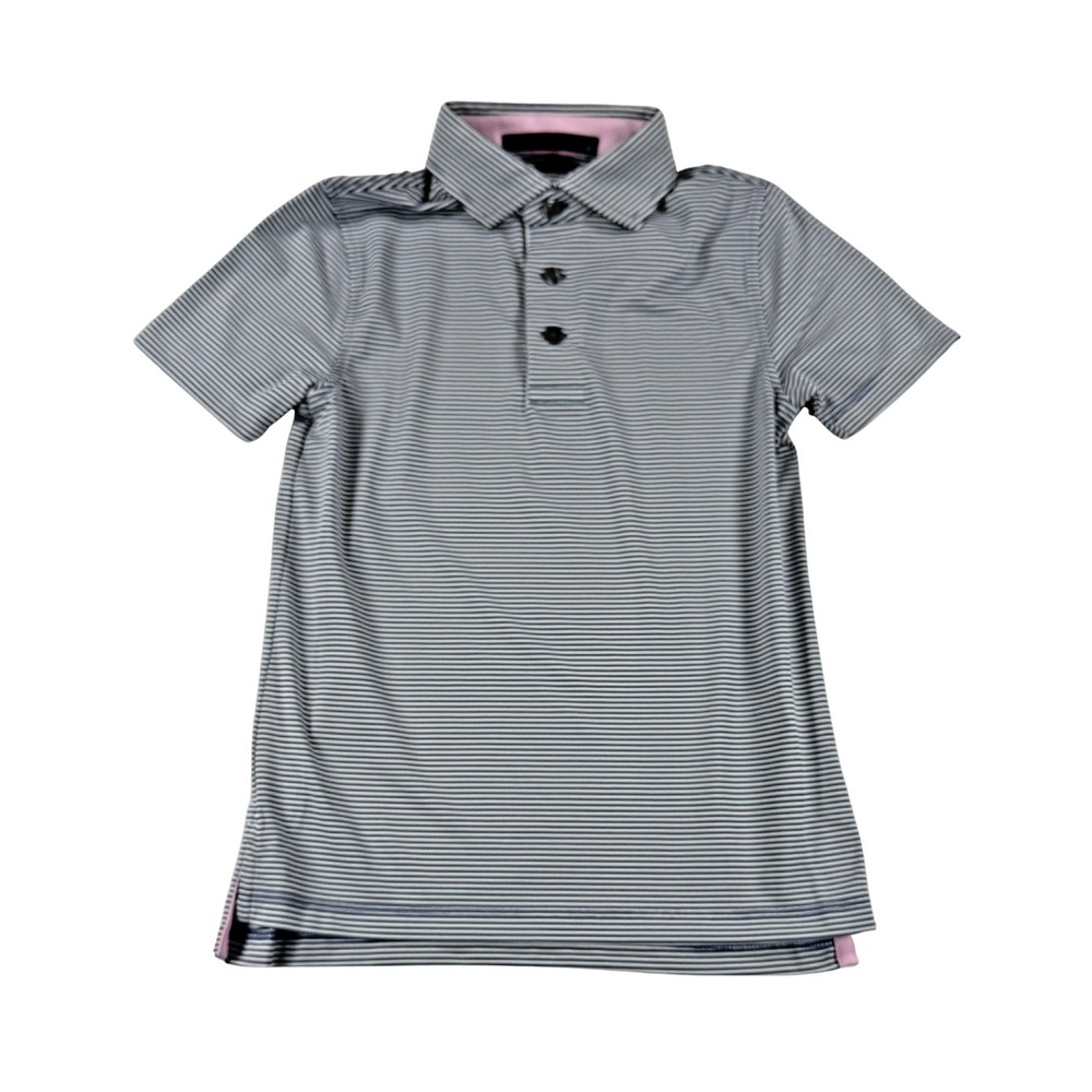 NWT Greyson Golf Youth Saranac Polo Boys Medium 6/7 Blue Striped Performance